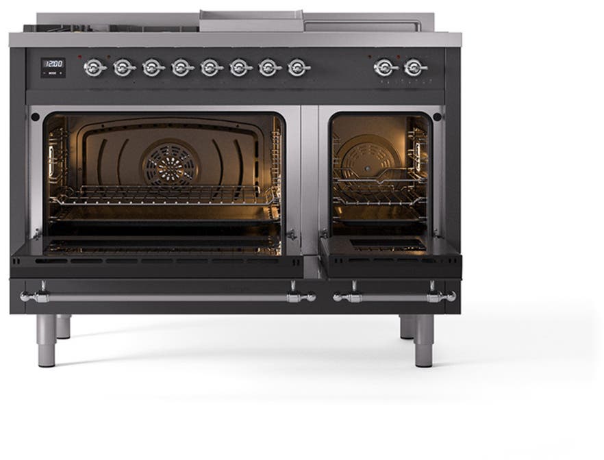 Ilve UN48FSQNMPMGCLP Graphite Matte With Chrome Knobs, Liquid Propane