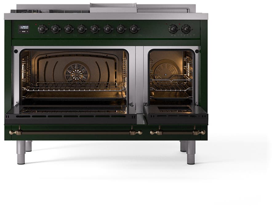 Ilve UN48FSQNMPEGBLP Emerald Green With Bronze Knobs, Liquid Propane