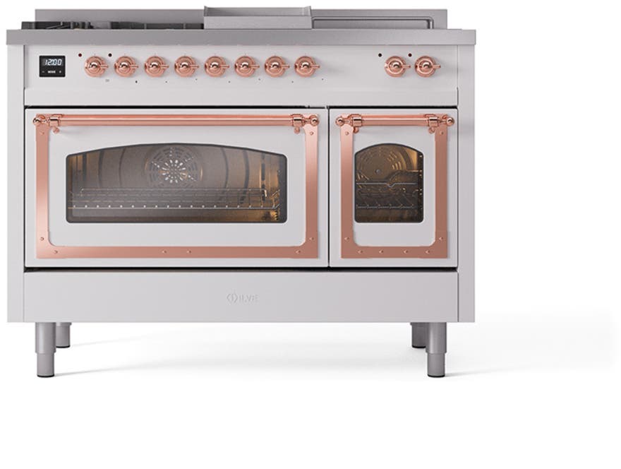 Ilve UN48FSNMPWHPLP White With Copper Knobs, Liquid Propane