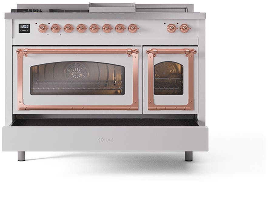 Ilve UN48FSNMPWHP White With Copper Knobs, Natural Gas