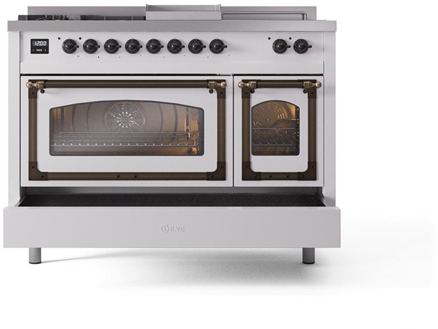 Ilve UN48FSNMPWHBLP White With Bronze Knobs, Liquid Propane