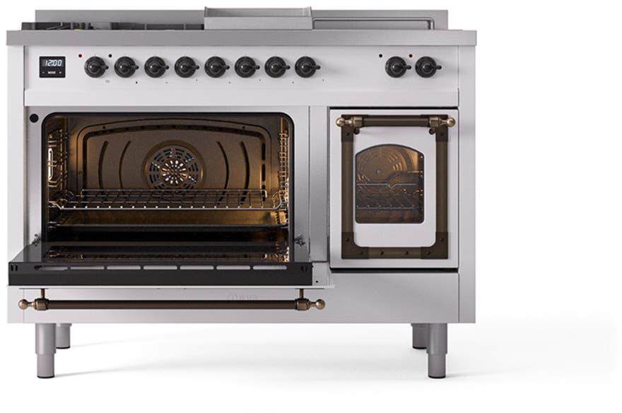 Ilve UN48FSNMPWHB White With Bronze Knobs, Natural Gas