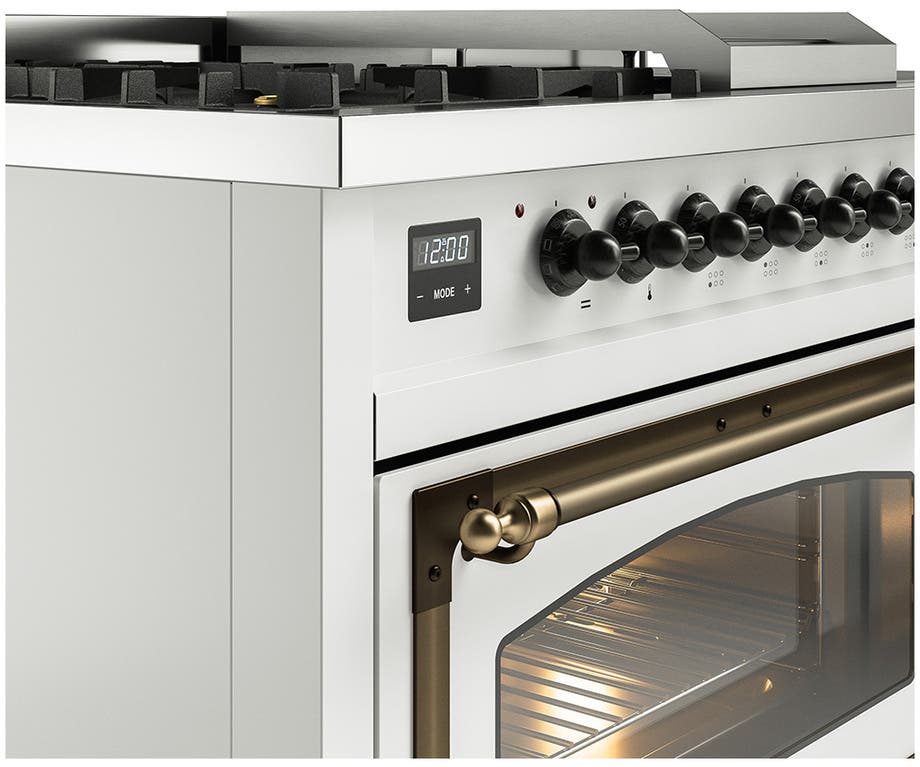 Ilve UN48FSNMPWHB White With Bronze Knobs, Natural Gas