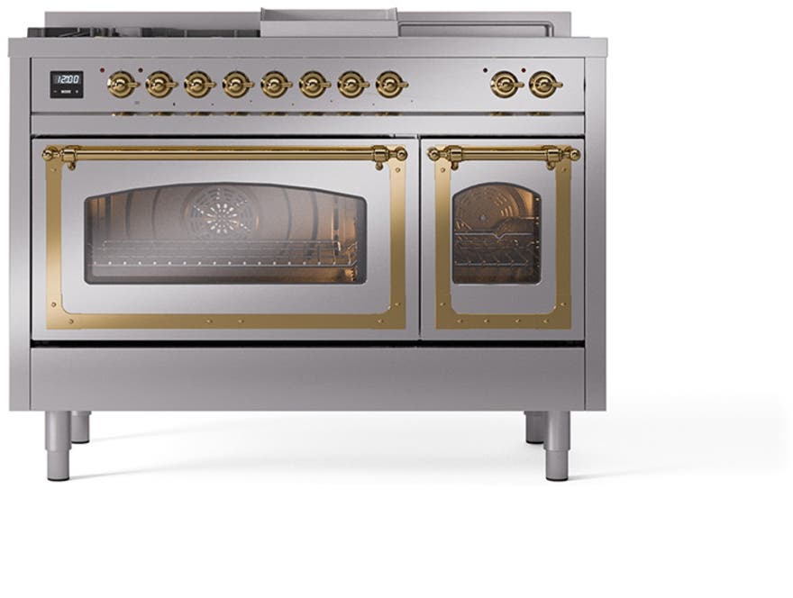 Ilve UN48FSNMPSSG Stainless Steel With Brass Knobs, Natural Gas