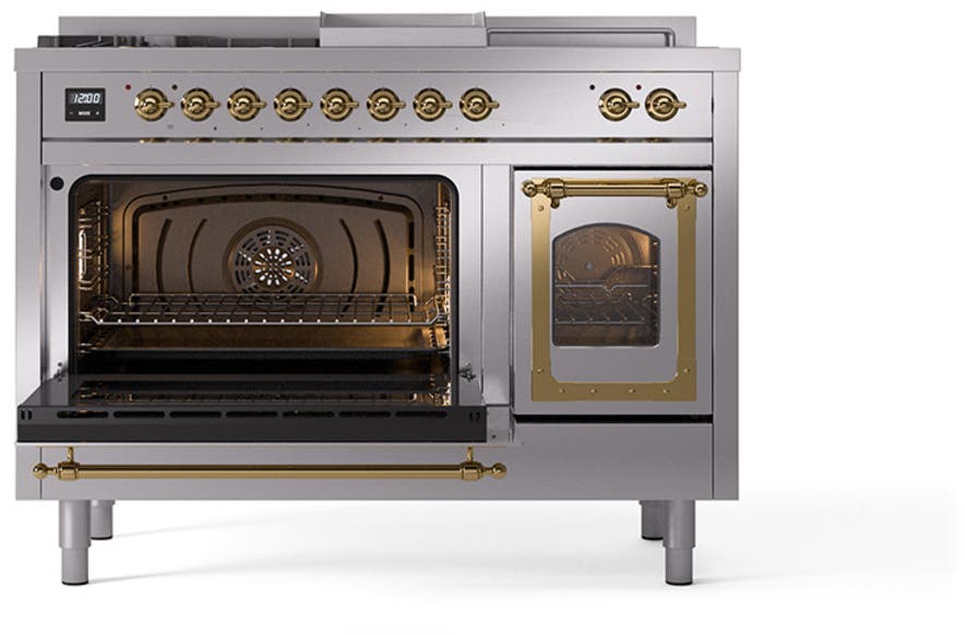 Ilve UN48FSNMPSSG Stainless Steel With Brass Knobs, Natural Gas