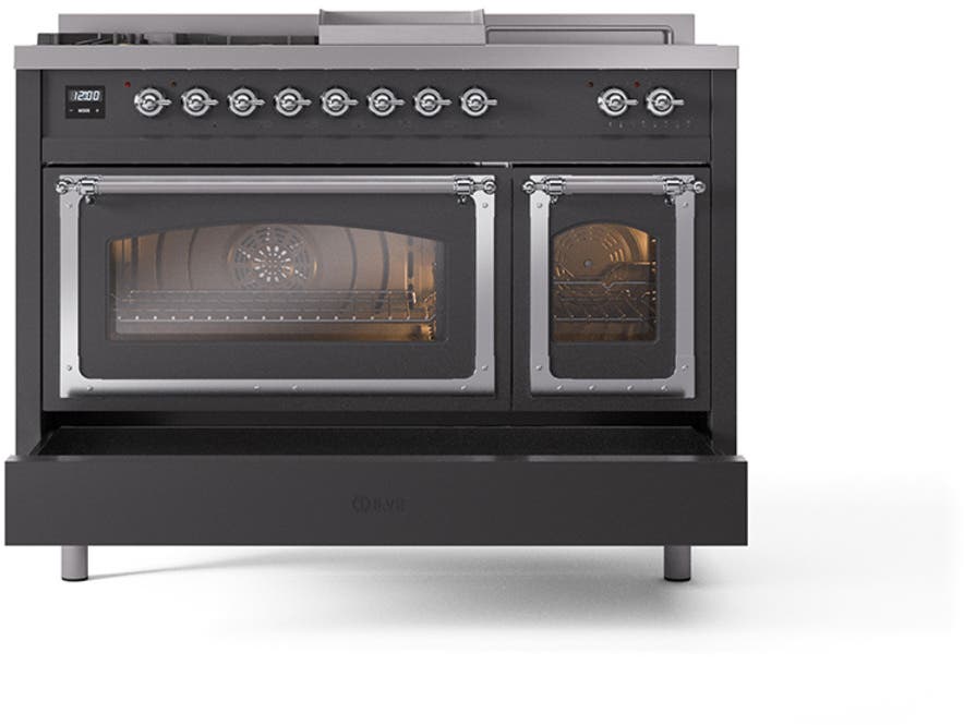 Ilve UN48FSNMPMGCLP Graphite Matte With Chrome Knobs, Liquid Propane