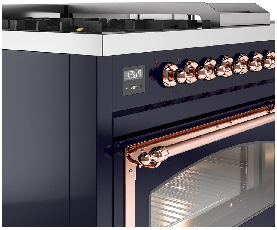 Ilve UN48FSNMPMBPLP Midnight Blue With Copper Knobs, Liquid Propane