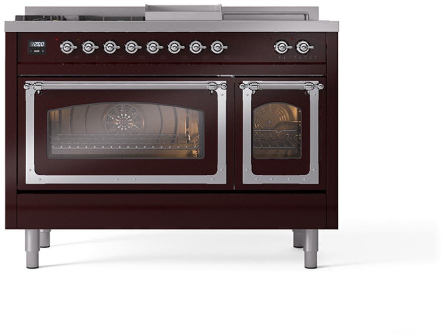 Ilve UN48FSNMPBUCLP Burgundy With Chrome Knobs, Liquid Propane