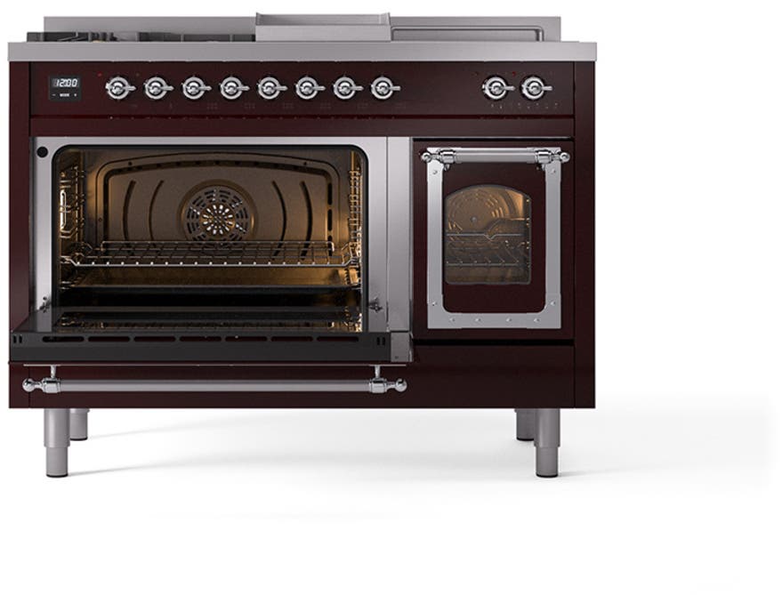 Ilve UN48FSNMPBUCLP Burgundy With Chrome Knobs, Liquid Propane