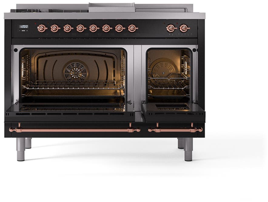 Ilve UN48FSNMPBKPLP Glossy Black With Copper Knobs, Liquid Propane