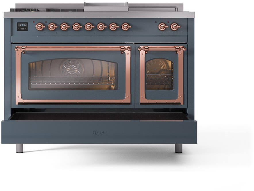 Ilve UN48FSNMPBGP Blue Grey With Copper Knobs, Natural Gas