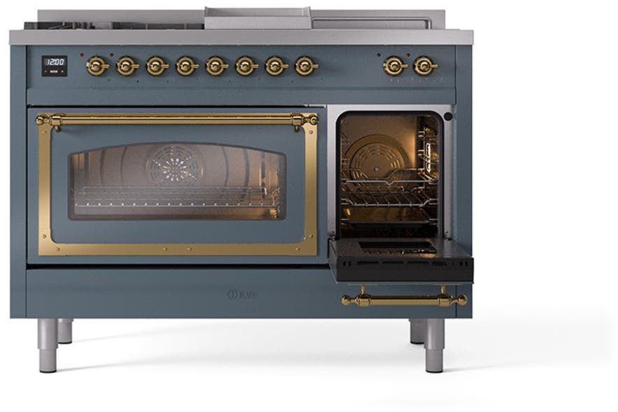 Ilve UN48FSNMPBGG Blue Grey With Brass Knobs, Natural Gas