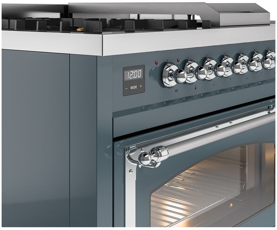 Ilve UN48FSNMPBGCLP Blue Grey With Chrome Knobs, Liquid Propane
