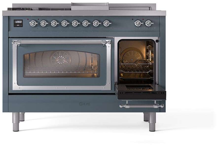 Ilve UN48FSNMPBGC Blue Grey With Chrome Knobs, Natural Gas