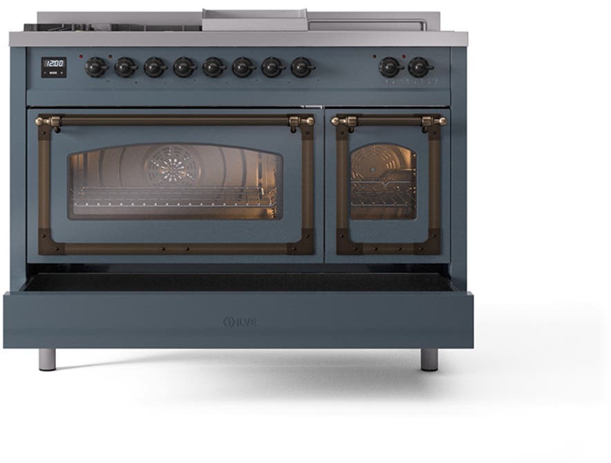 Ilve UN48FSNMPBGBLP Blue Grey With Bronze Knobs, Liquid Propane