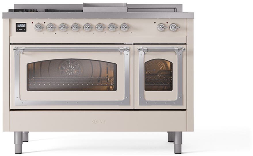Ilve UN48FSNMPAWCLP Antique White With Chrome Knobs, Liquid Propane