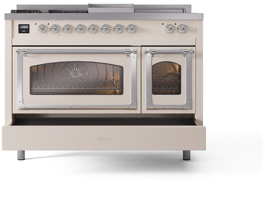 Ilve UN48FSNMPAWC Antique White With Chrome Knobs, Natural Gas