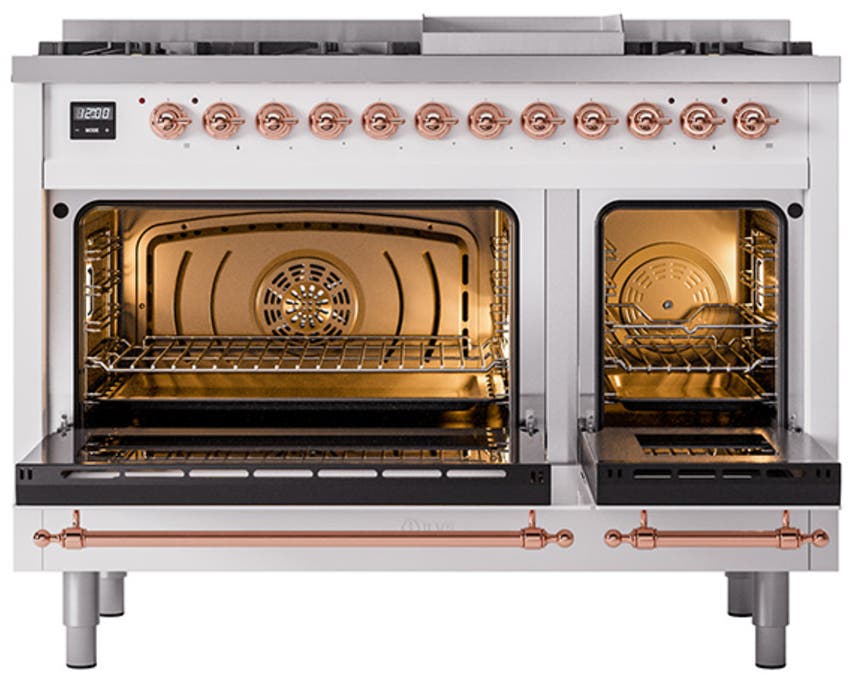 Ilve UN48FQNMPWHP White With Copper Knobs, Natural Gas