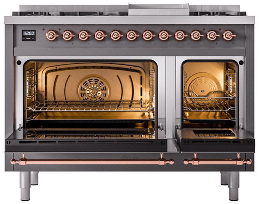 Ilve UN48FQNMPMGP Graphite Matte With Copper Knobs, Natural Gas