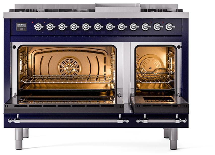 Ilve UN48FQNMPMBCLP Midnight Blue With Chrome Knobs, Liquid Propane