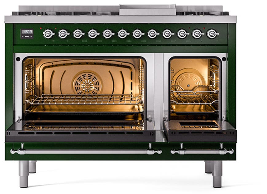 Ilve UN48FQNMPEGCLP Emerald Green With Chrome Knobs, Liquid Propane