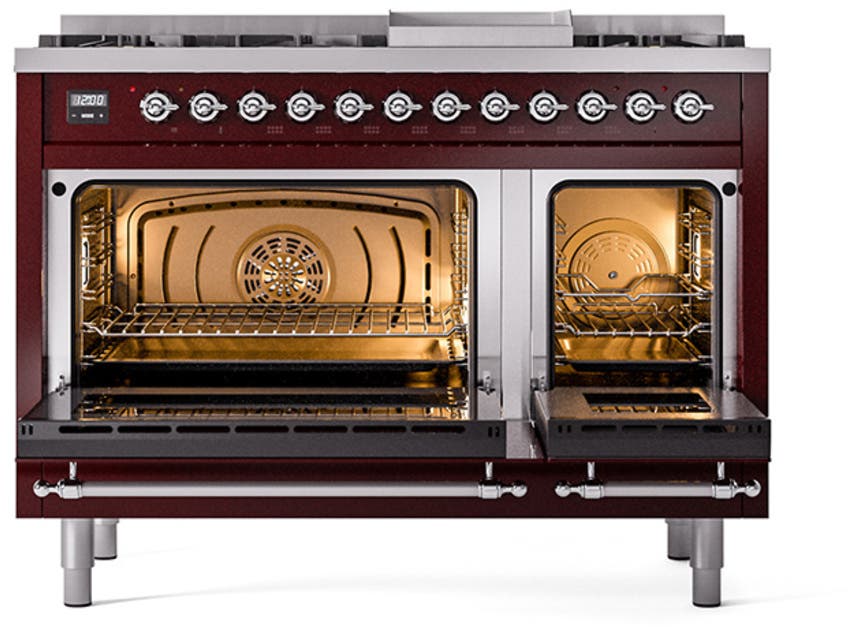 Ilve UN48FQNMPBUCLP Burgundy With Chrome Knobs, Liquid Propane
