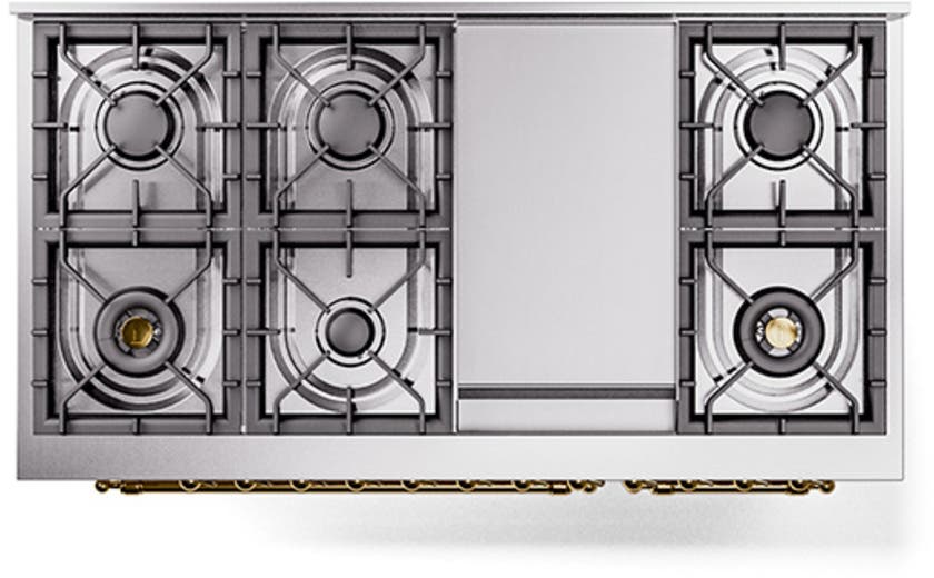Ilve UN48FQNMPAWGLP Antique White With Brass Knobs, Liquid Propane