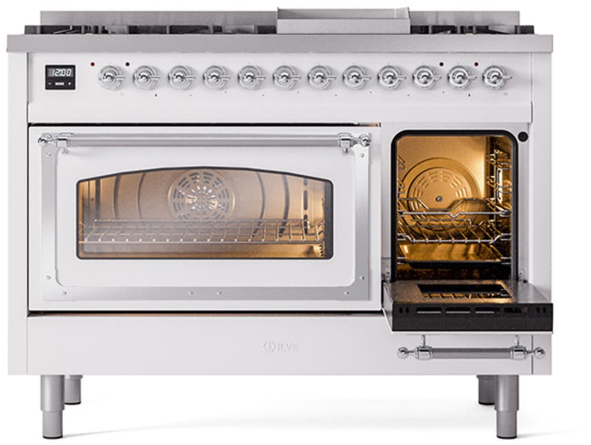 Ilve UN48FNMPWHCLP White With Chrome Knobs, Liquid Propane