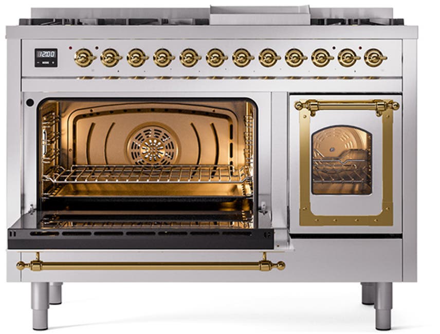 Ilve UN48FNMPSSG Stainless Steel With Brass Knobs, Natural Gas
