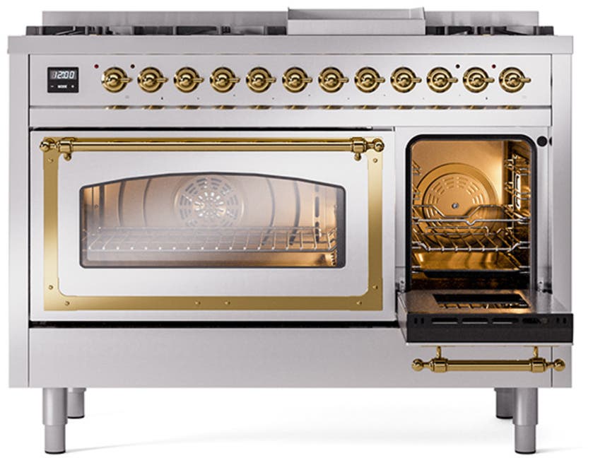 Ilve UN48FNMPSSG Stainless Steel With Brass Knobs, Natural Gas