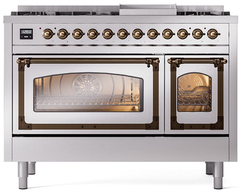 Ilve UN48FNMPSSBLP Stainless Steel With Bronze Knobs, Liquid Propane