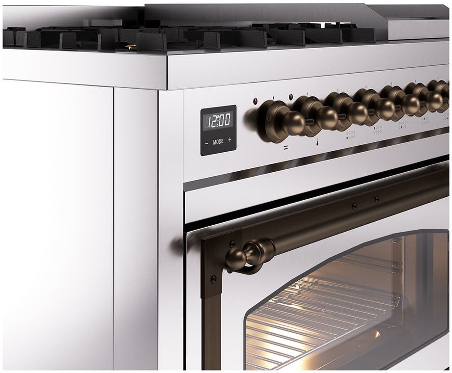 Ilve UN48FNMPSSBLP Stainless Steel With Bronze Knobs, Liquid Propane
