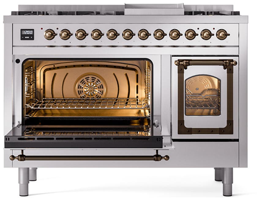 Ilve UN48FNMPSSB Stainless Steel With Bronze Knobs, Natural Gas