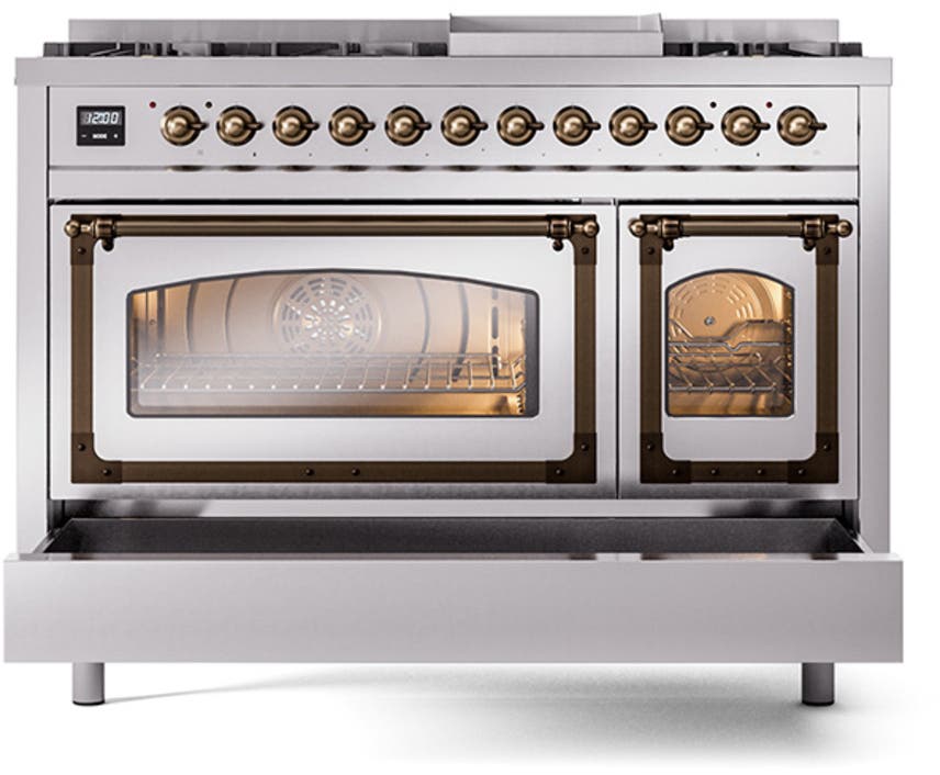 Ilve UN48FNMPSSB Stainless Steel With Bronze Knobs, Natural Gas