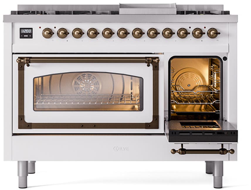 Ilve UN48FNMPRABLP Ral Custom Color With Bronze Knobs, Liquid Propane