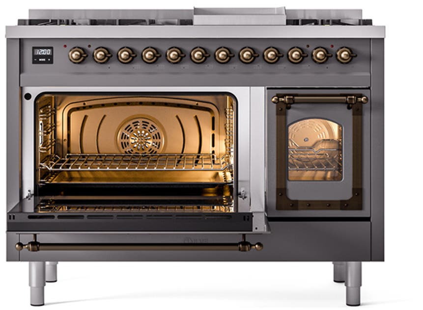 Ilve UN48FNMPMGB Graphite Matte With Bronze Knobs, Natural Gas