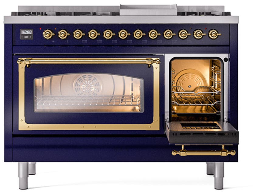 Ilve UN48FNMPMBGLP Midnight Blue With Brass Knobs, Liquid Propane