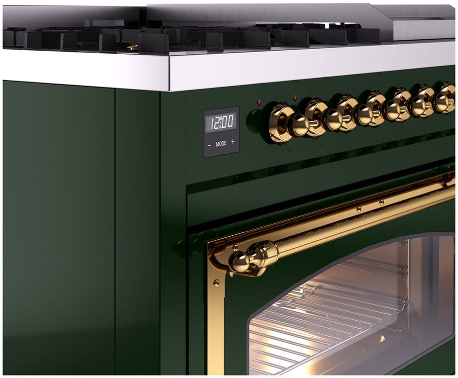 Ilve UN48FNMPEGG Emerald Green With Brass Knobs, Natural Gas