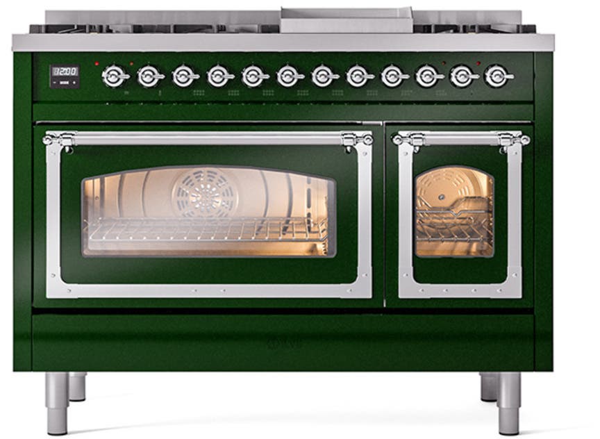 Ilve UN48FNMPEGC Emerald Green With Chrome Knobs, Natural Gas
