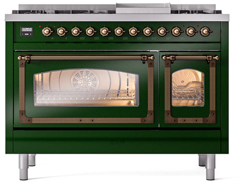 Ilve UN48FNMPEGBLP Emerald Green With Bronze Knobs, Liquid Propane