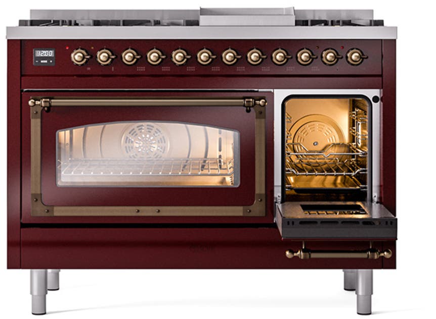 Ilve UN48FNMPBUB Burgundy With Bronze Knobs, Natural Gas