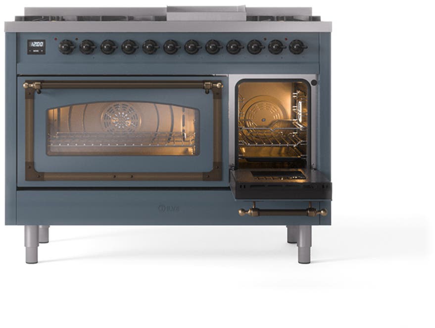 Ilve UN48FNMPBGB Blue Grey With Bronze Knobs, Natural Gas