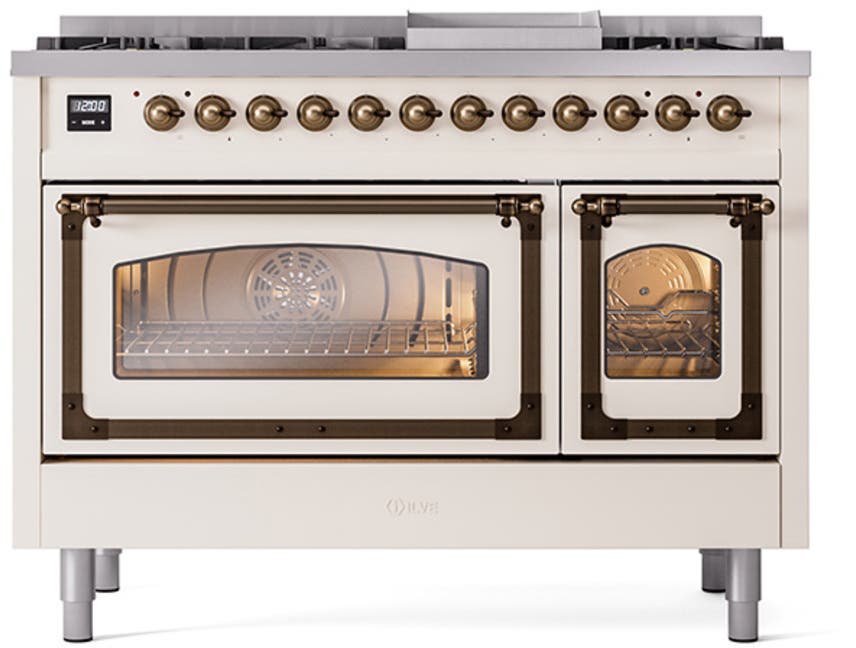 Ilve UN48FNMPAWB Antique White With Bronze Knobs, Natural Gas