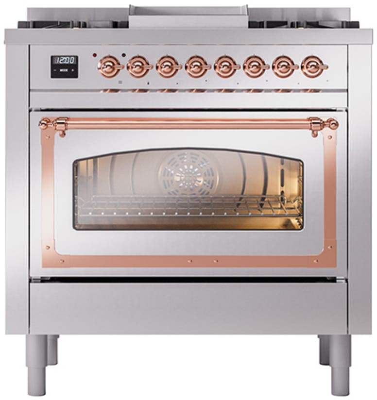 Ilve UN36FNMPSSP Stainless Steel With Copper Knobs, Natural Gas