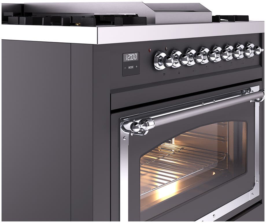 Ilve UN36FNMPMGCLP Graphite Matte With Chrome Knobs, Liquid Propane