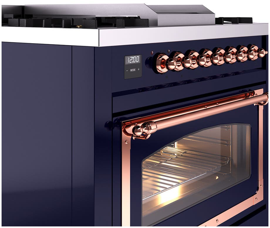 Ilve UN36FNMPMBP Midnight Blue With Copper Knobs, Natural Gas
