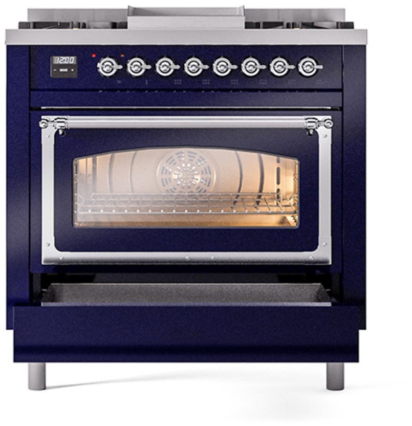 Ilve UN36FNMPMBCLP Midnight Blue With Chrome Knobs, Liquid Propane