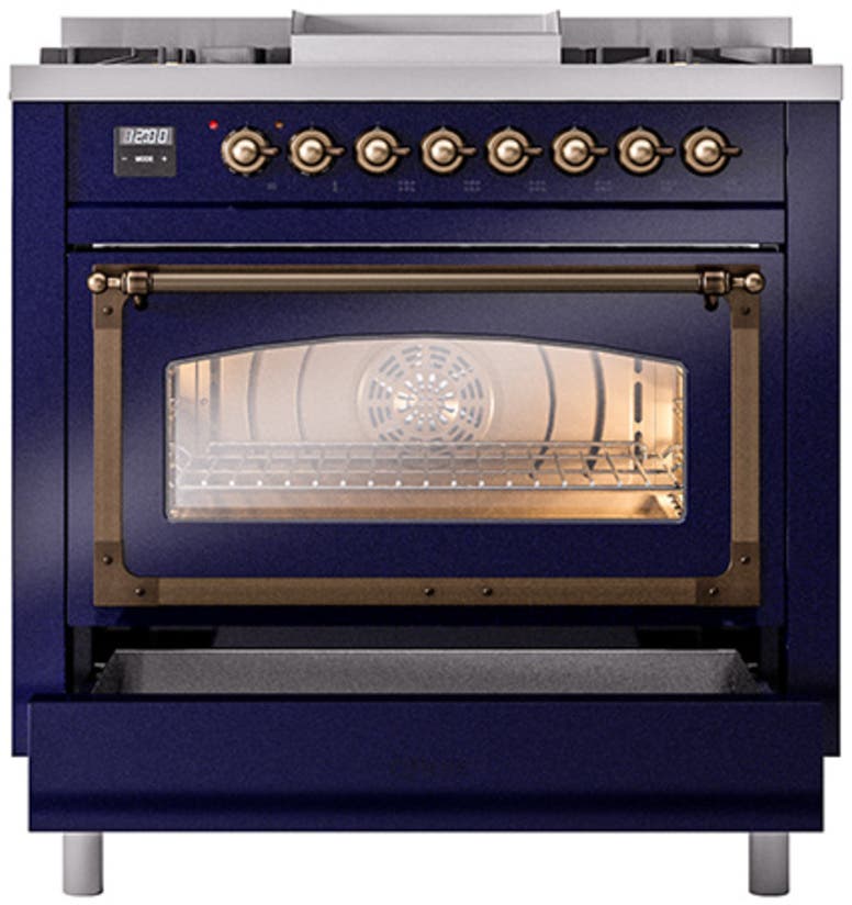 Ilve UN36FNMPMBB Midnight Blue With Bronze Knobs, Natural Gas