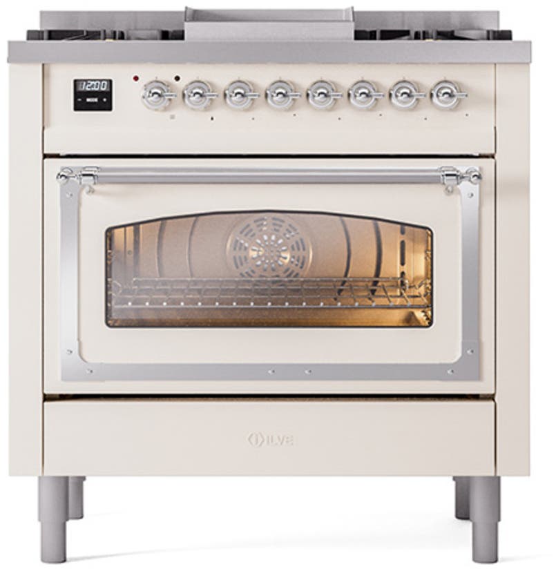 Ilve UN36FNMPAWCLP Antique White With Chrome Knobs, Liquid Propane