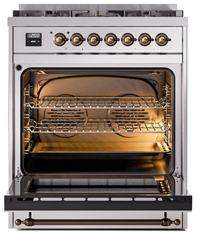 Ilve UN30QNMPSSB Stainless Steel With Bronze Knobs, Natural Gas